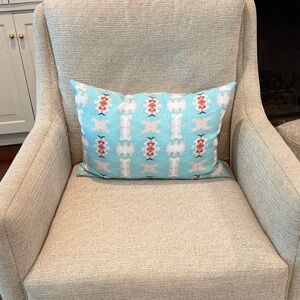 Laura Park Aqua Ikat Decorative Lumbar Pillow 14x20